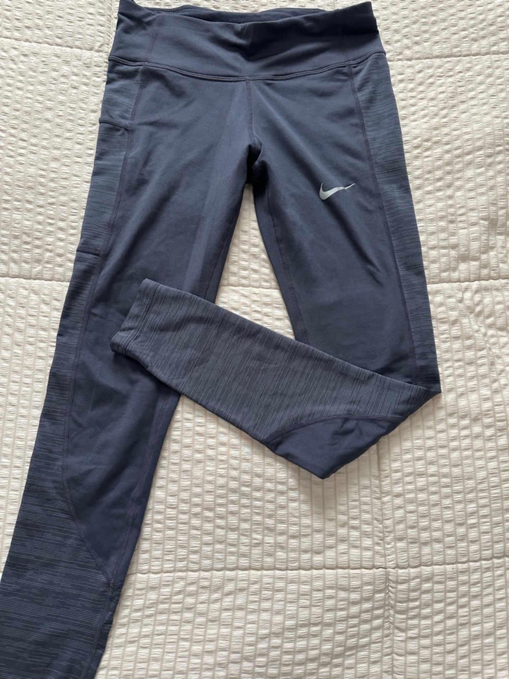 Nike Dark Navy Athletic Leggings with Silver Swoosh